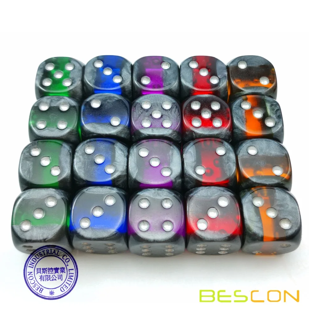 Bescon Mineral Rocks GEM VINES 6 Sides 16MM Dice Set 20 Pack, 5/8"  D6 Mineral Rock Dice Set in Assorted Colors 3