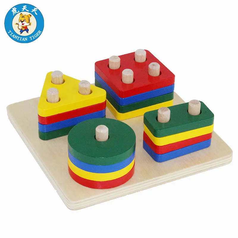  Montessori Baby Wooden Toys Early Educational Infant Stacking Geometric Sorting Board