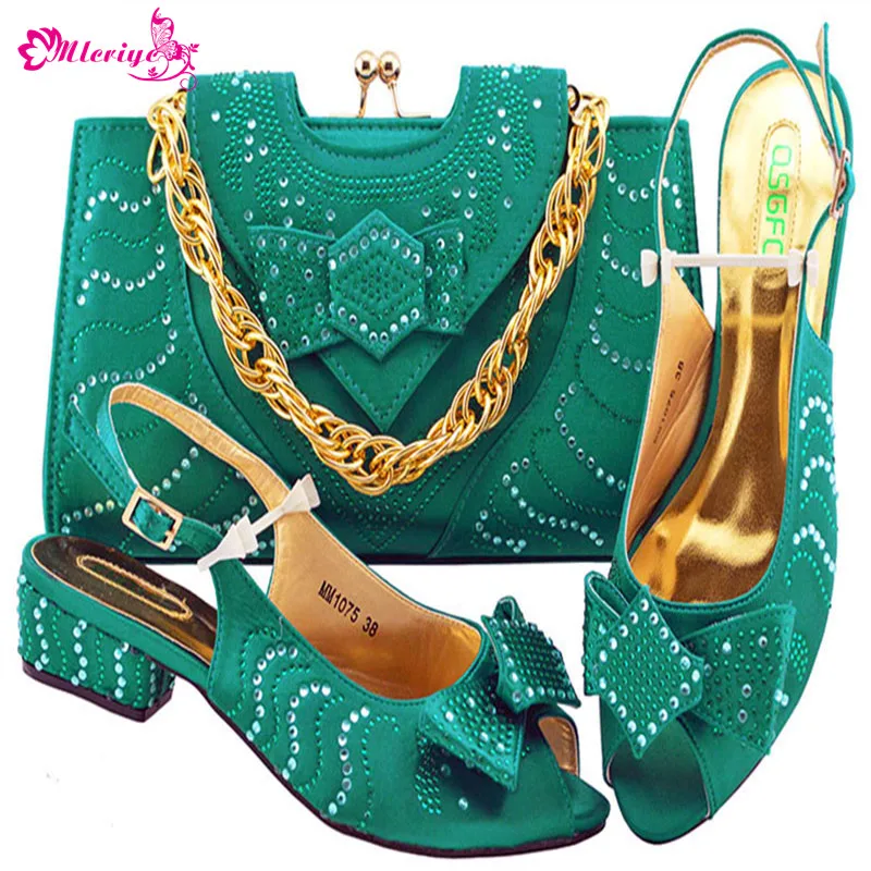 

MM1075-TEAL Newest African Style shoes and bag sets Italian shoe with matching bag TOP selling shoes and bags to match