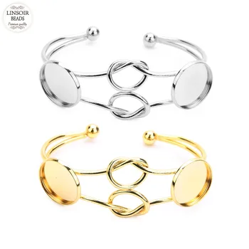 

Linsoir Double Round Blank Open Bangles Base Copper Bracelets Tray Gold Sliver Color Women Cabochon Settings Jewelry Findings