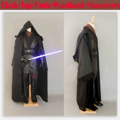 

[Bargain]Star Wars Figure Jedi Knight Darth Vader Cloak+Top+Pants+Waistband+shoecovers Halloween cosplay costume for Adult