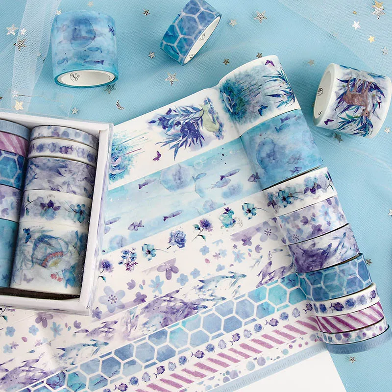

10Pcs Cute Flower Washi Tape Creative Leaf Whale Decorative Adhesive Tape Masking Tapes For Kids Scrapbooking DIY Photos Albums