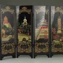 Мини) изысканный китайский коллекционные лаковая живопись Китай Пекин орнамент складной Экран