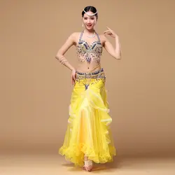 Выступление 2019 одежда для танца живота Восточный танец наряд 3 шт. комплект (бюстгальтер, пояс, юбка) женский танец живота костюм