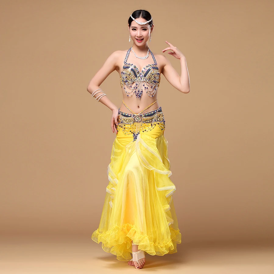 

Performance 2019 Belly Dancing Clothing Oriental Dance Outfit 3pcs Set (Bra, Belt, Skirt) Women Belly Dance Costume Professional
