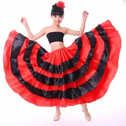 Детская испанское фламенко юбки Бразилии танцевальный костюм Цыганский девочек бальные платье для танца живота 180/360/540/720 градусов DL2872