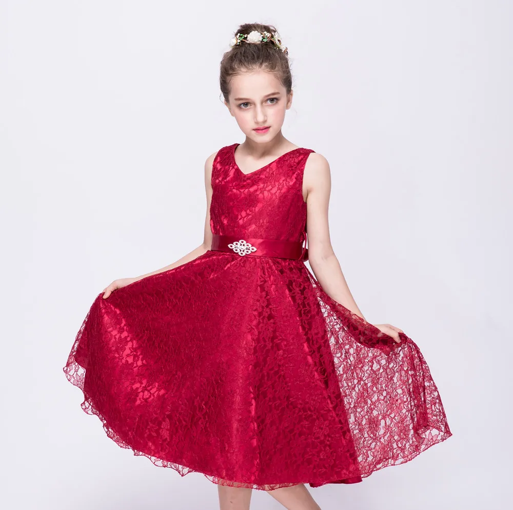 

kidsDiamond Belt flower girls dresses for weddings Royal Blue Baby Girl Party frocks 2-12 year Birthday Dress kids prom dresses