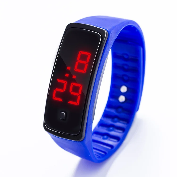 Светодиодный цифровые часы электронные наручные часы для любителей Кореи мужские и женские часы креативный календарь красочные резиновые Смарт часы - Цвет: deep blue