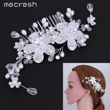 Mecresh Simulado Pelo de la Perla Nupcial Peines Del Pelo de Calidad Superior 100% Hecho A Mano Joyería de La Boda Accesorios Para el Cabello Envío Libre FS010