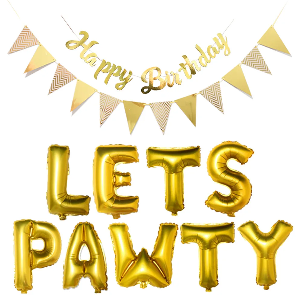 1 компл. Позволяет PAWTY фольга воздушные шары для дня рождения баннеры домашних
