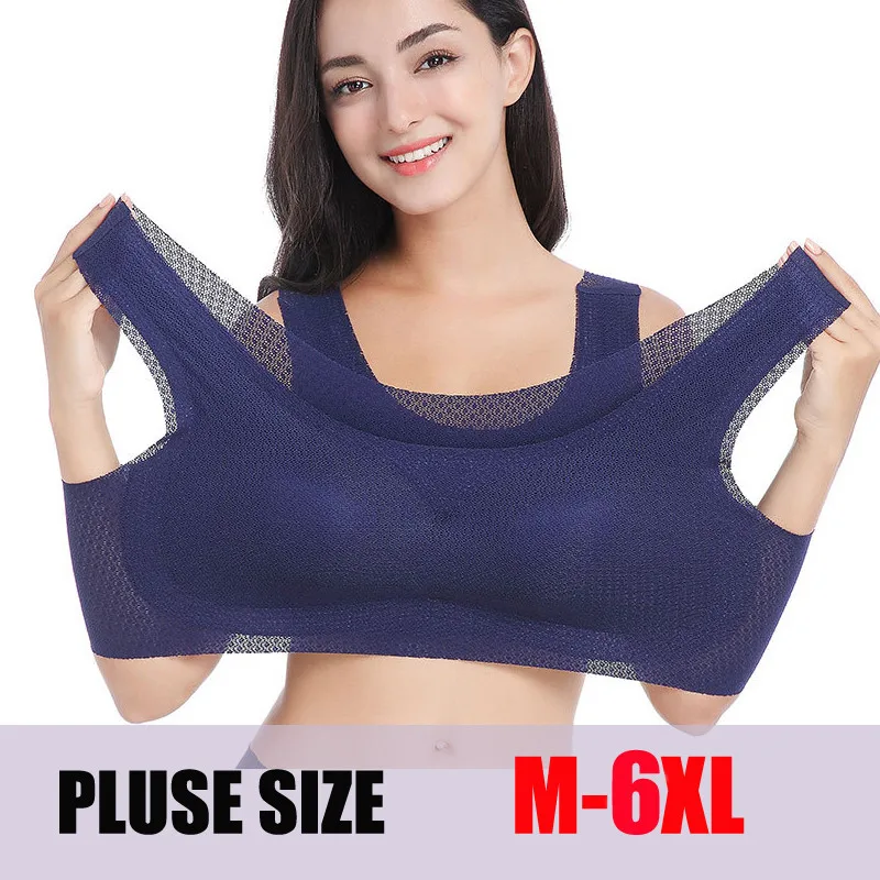 SEXYWG M 6XL Women Yoga Bra Sport Top Mesh Breathable Push Up Bras