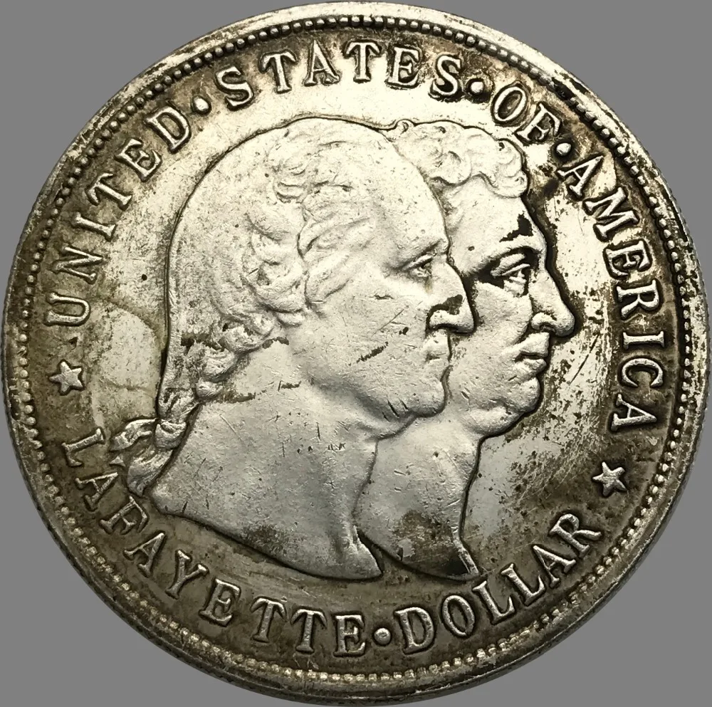 

United States Of America 1 Dollar Lafayette 1900 Brass Plated Silver Copy Coins