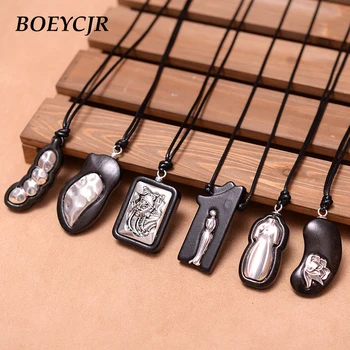 BOEYCJR 8 Styles Available Yoga Alloy Wood Necklace Handmade Ethnic Pendant Necklace for Men and Women Jewelry 2019