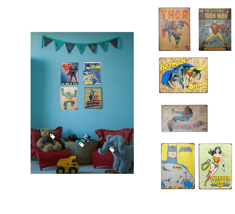 

Vintage tin Signs Bar Pub Home Wall Decor Retro Metal Art Poster Metal Plate Plaques cartoon figures sign children room decor