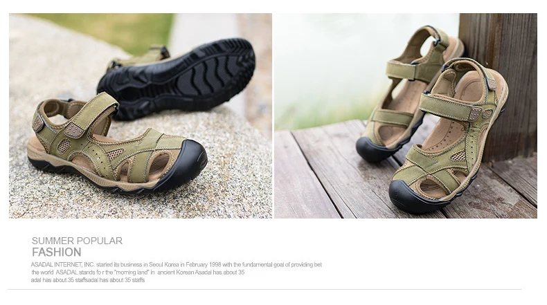 Летние мужские сандалии из натуральной кожи; Новинка 2019 года; Мужская противоскользящая Повседневная обувь; дышащие сандалии-гладиаторы;