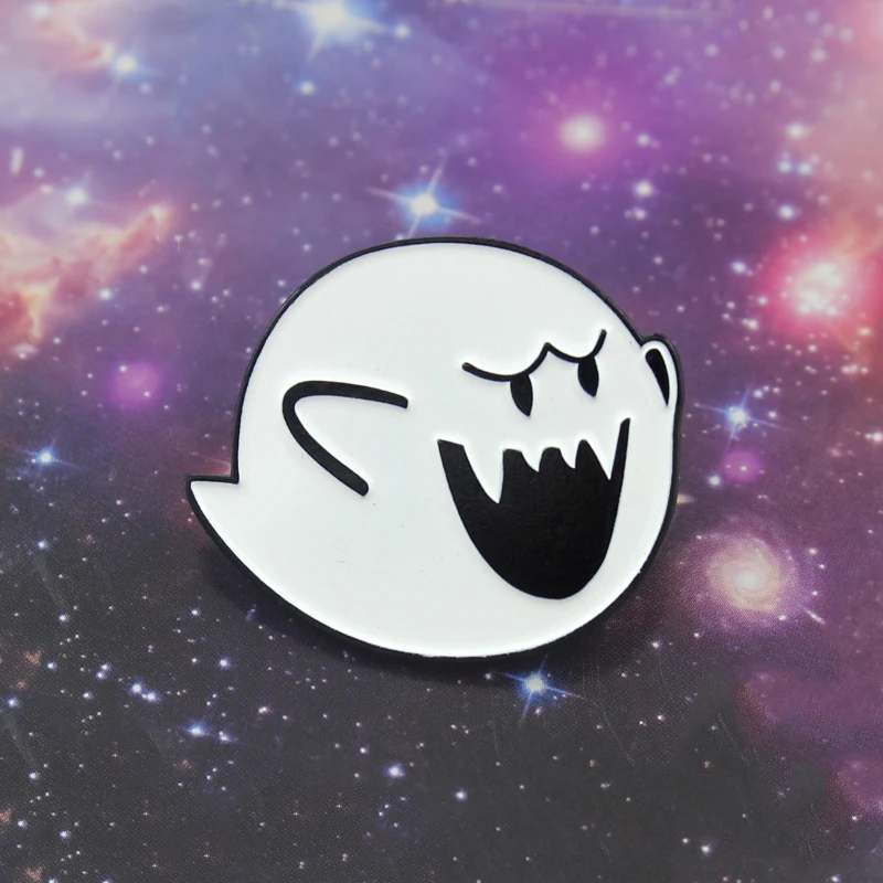 

Mario Boo Ghost Brooch White Ghost Devil Super Mario Punk Enamel Pins Denim Backpack Hat Game Badge Kids and Friends Gifts