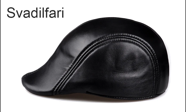 kangol tropic monty Svadilfari Genuine Leather Berets For Men Casual Black Duckbill Ivy Caps Male Spring Luxury Italian Brand Directors Flat Hats men's french beret