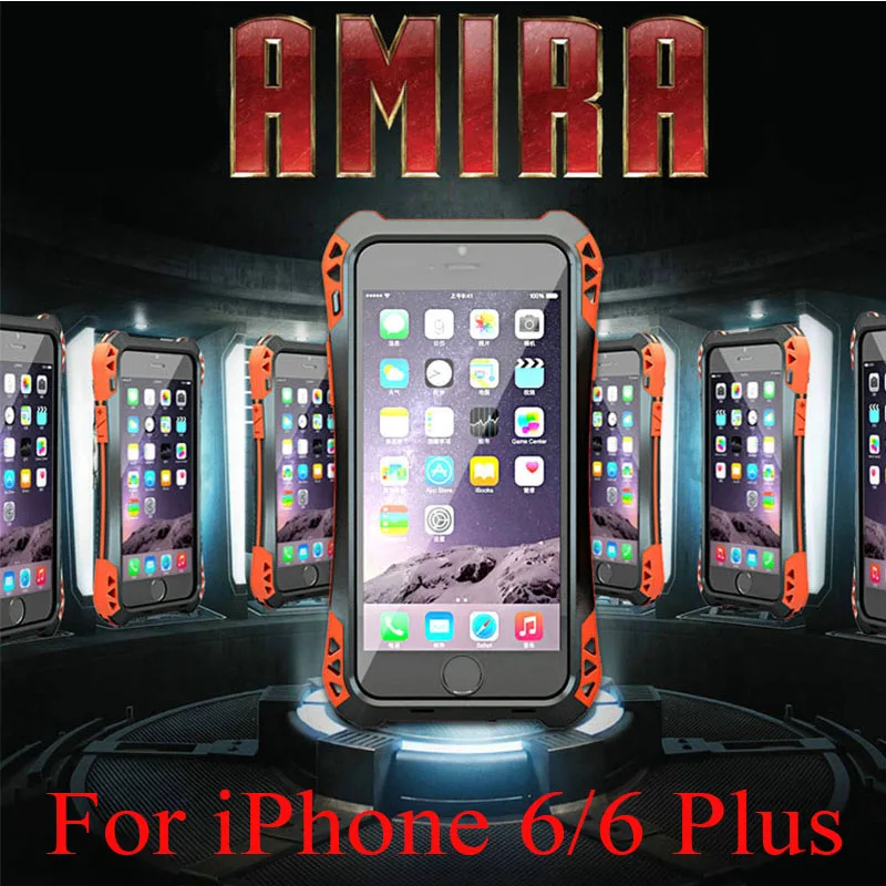 Waterproof Shockproof Metal Aluminum Gorilla Glass Carbon Fiber Element Cover Case For iPhone 6 4.7&quot/6 plus 5.5&quot R-just |