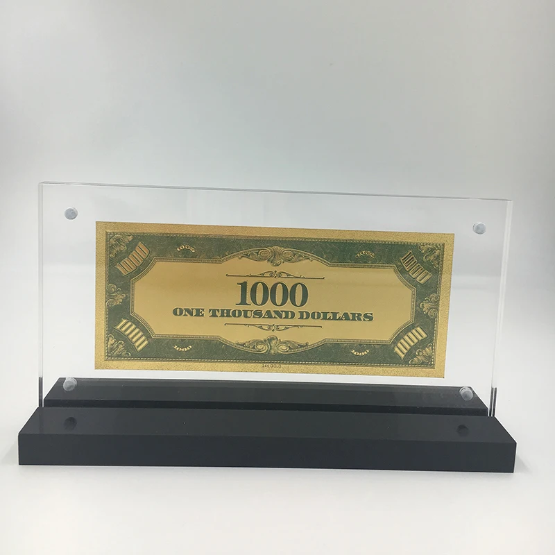 Роскошный офисный показ орнамент ремесла 24 K золото банкнота Америка 1000доллар США счет с акриловой рамкой дисплей