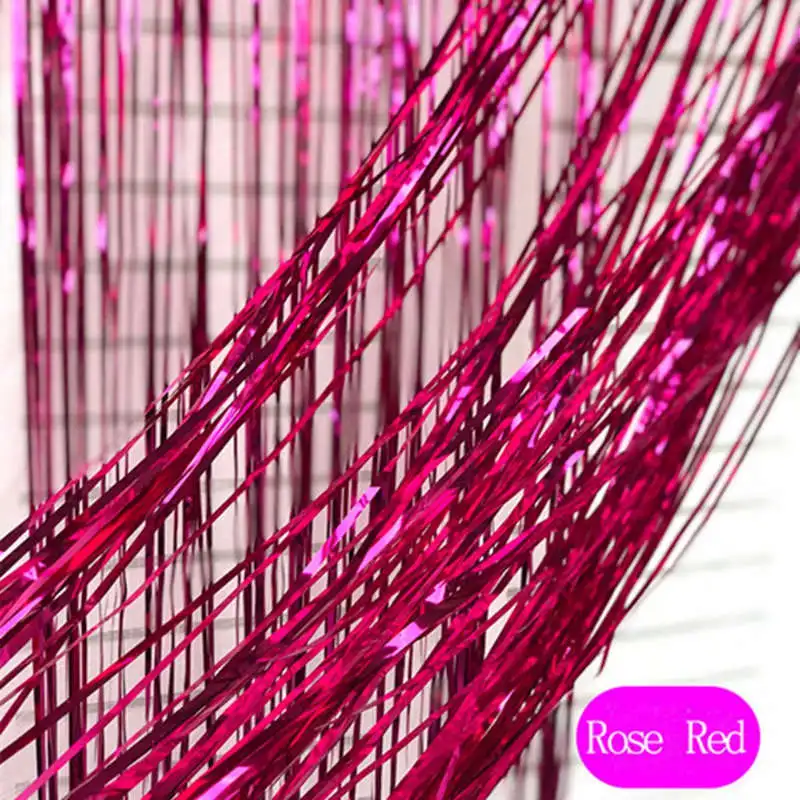 

1*2/3M Blue Pink Rose Red Shimmering Foil Fringe Tinsel Door Curtain Wedding Birthday Party Decoration Photo Backdrop Supplies