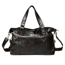 Винтажная Мужская сумка из натуральной кожи с масляным воском, Большая вместительная сумка через плечо, мужская повседневная дорожная сумка с верхней ручкой, ручная сумка-тоут