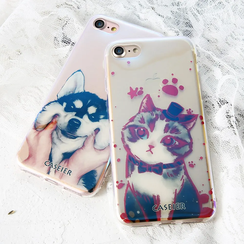 CASEIER Blue Ray Soft Clear Case For iPhone 7 8 Silicone Phone Cases Plus Cover Shell Accessories Capas |