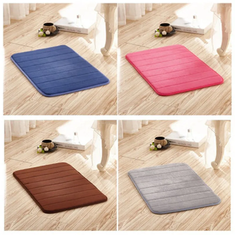 

Coral Velvet Memory Mat Door Mat Solid multi-color Living Room Carpet Foam non-slip Vertical Stripes Floor Mat Bathroom Mat