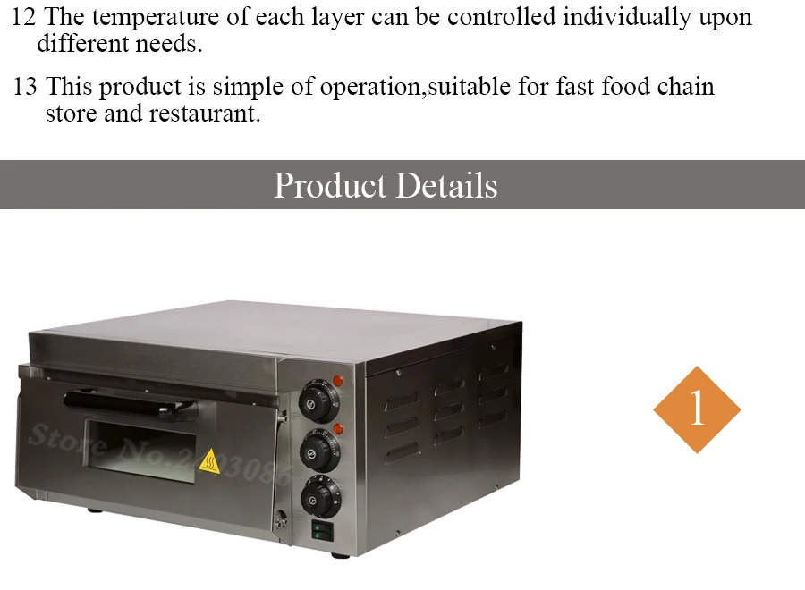 Хлебопекарное оборудование, коммерческая кухня, для пиццы, для выпечки хлеба, электрическая 1 двухслойная печь, емкость из нержавеющей стали 20л