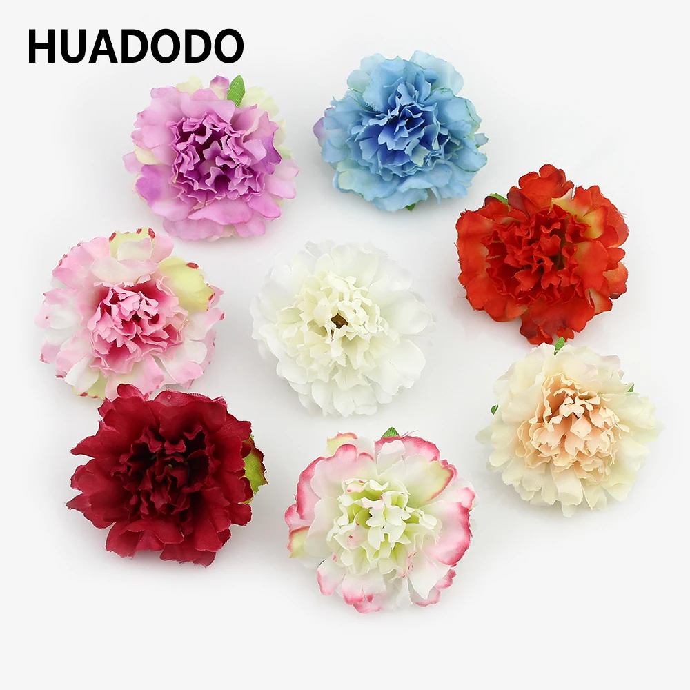 

HUADODO 50pcs 5cm Carnation Artificial Flower Heads Silk Fake flowers for Home Wedding Decoration DIY Wreaths Supplies