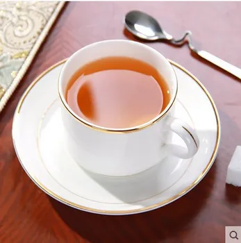 

European Pure White Gold Bone China Coffee Cup Dish Hotel Club Home Living Room Afternoon Tea Pastry Cup And Saucer