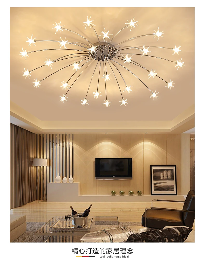 Sala de Estar Norbic Criativo Cromo Ferro Flor g4 Lâmpada Led Lustres Casa Deco Vidro Claro Estrela Chanderlier Iluminação 13 Cheap chanderlier lighting