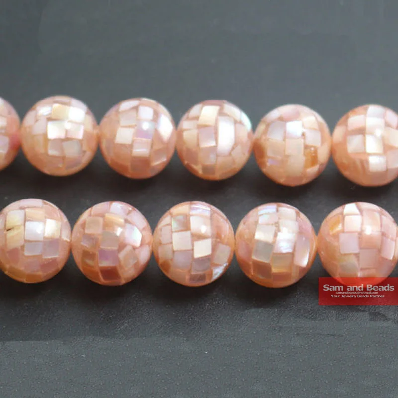 

natural 10mm round Pink Abalone Shell beads for Bracelet Necklace Making 12pcs/lot ASRB02