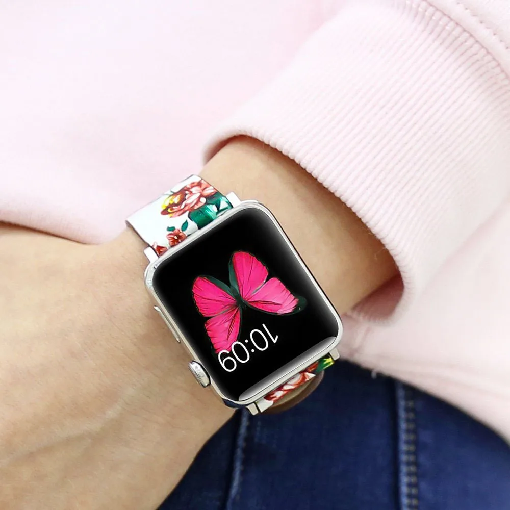 Leather-Watchband-For-Apple-Watch-38mm-42mm-Series-1-2-3-Leather-Vintage-peony-Print-Replacement (4)