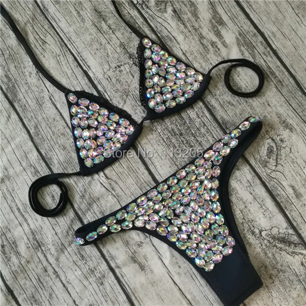 2017 Black Lace Neoprene Rhinestones Bikini Set Hand sewn diamonds Triangle Neoprene Swimwear Bandage Swimsuit Women Beachwear 2017 Black Lace Neoprene Rhinestones Bikini Set Hand sewn diamonds Triangle Neoprene Swimwear Bandage Swimsuit Women Beachwear