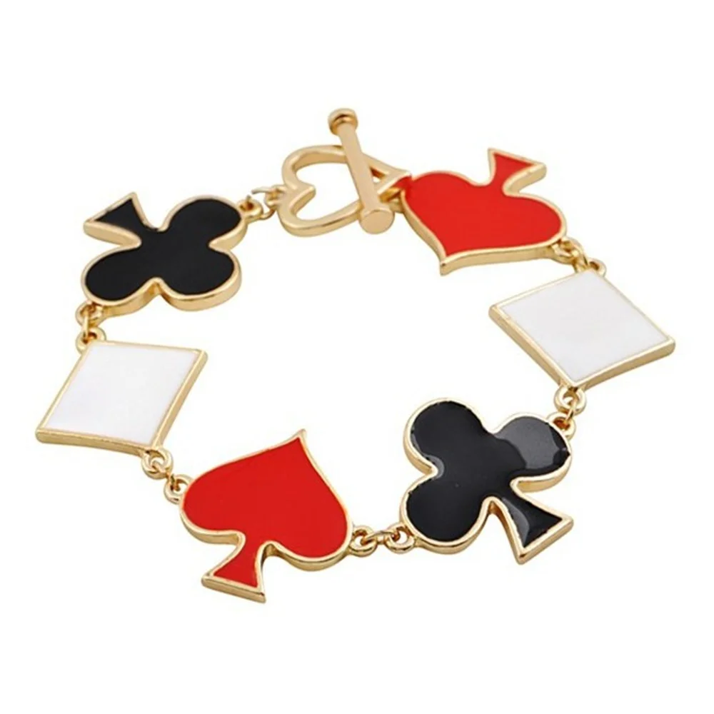 

Metal Poker Cards Spade Club Heart Bangles Jewelry Fashion Friendship Bracelets For Women Enamel Bracelet Femme Bileklik CB018