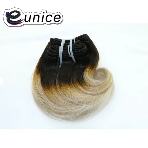Onda do Corpo Dobro de Trama Extensões de Cabelo Lote a Partir de Eunice Ombre Loira Cabelo Sintético Tece 8 Polegada Máquina Curto 4 Pçs – 613
