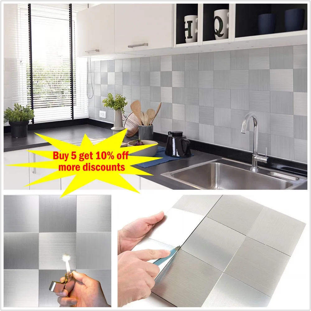12 &quotx 12&quot квадратный 3D самоклеящаяся металлическая мозаика плитка для Кухня