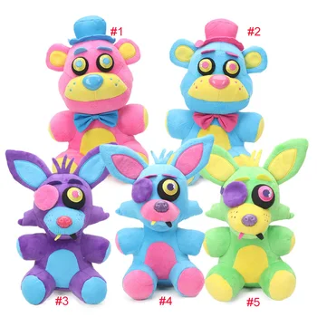

5pcs 25cm Blacklight Five Nights at Freddy's Plush Toys Neon Foxy Cupcake Freddy Fazbear FNAF Toy Soft Stuffed Animal Dolls