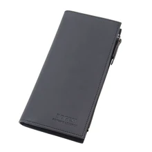 Кожаные кошельки для мужчин, длинный клатч, держатель для кредитных карт, Мужской винтажный двойной кошелек на молнии, карман для телефона, мужская сумка для денег