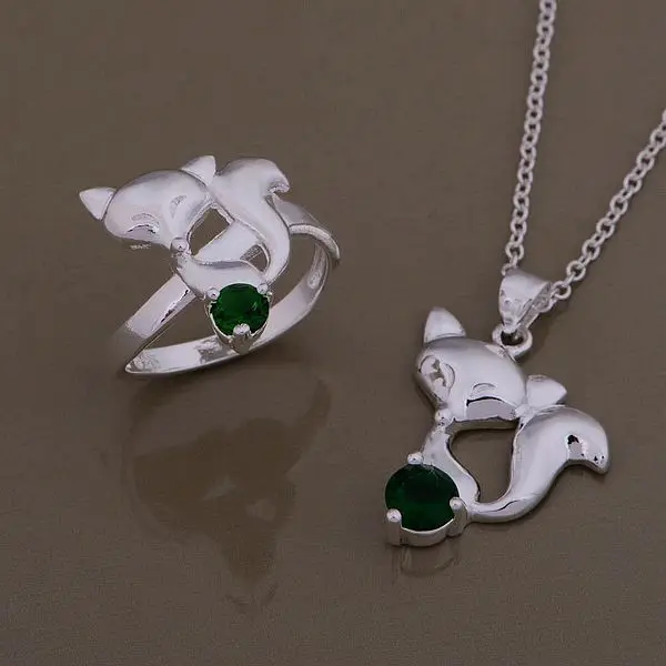 

As428 Hot 925 Sterling Silver Jewelry Sets Ring 615 + Necklace 970 /aquajiba Axhajooa