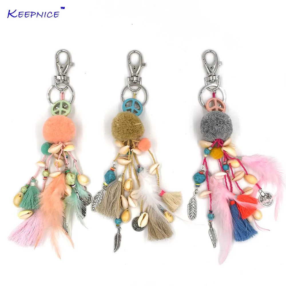 New Fashion Car Key Chains Lanyards Key Ring Key Finders Feather Tassel  Keychains Pompous Pendants Bag Rings Keychains