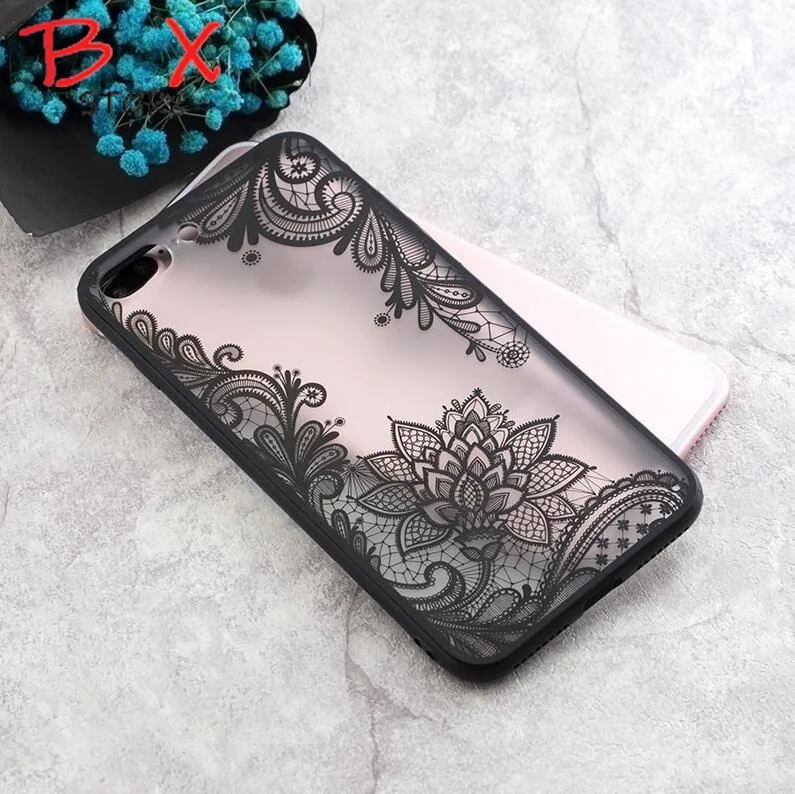 Fashion Sexy Retro Floral Phone Case for Apple IPhone 6 7 8 plus x XR XSMAX Lace Flower Hard PC+TPU Cases Back Cover Capa |