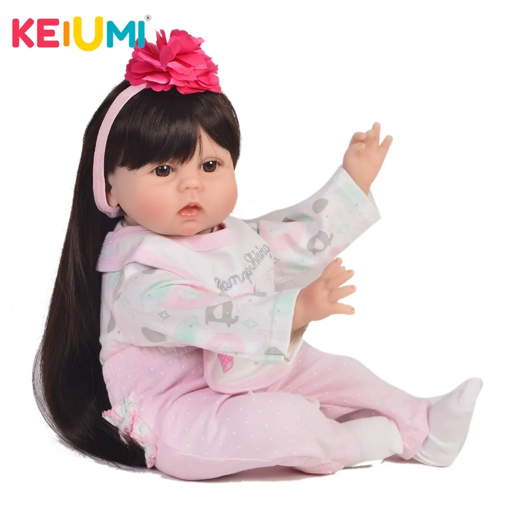 

KEIUMI 22'' Reborn Baby Doll Soft Silicone Body Realistic Girl Baby Toys Boneca PP Cotton Newborn Baby Dolls For Girls Playmates