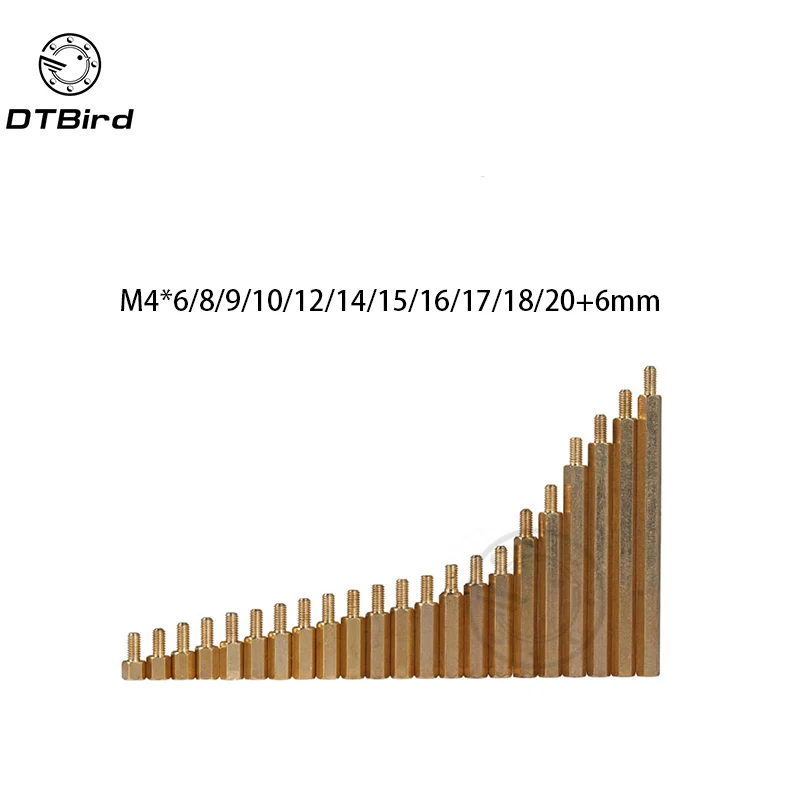 M4 мужской 6 8 9 10 12 14 15 16 17 18 20 мм x M4 + 6 мм Женский латунь противостояние Spacer Медь шестигранной шпильки Spacer полый Столбы