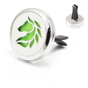 

30mm Stainless Steel Horse Design Essential Oil Diffuser Stainless Steel Locket Air Freshener with Vent Clip