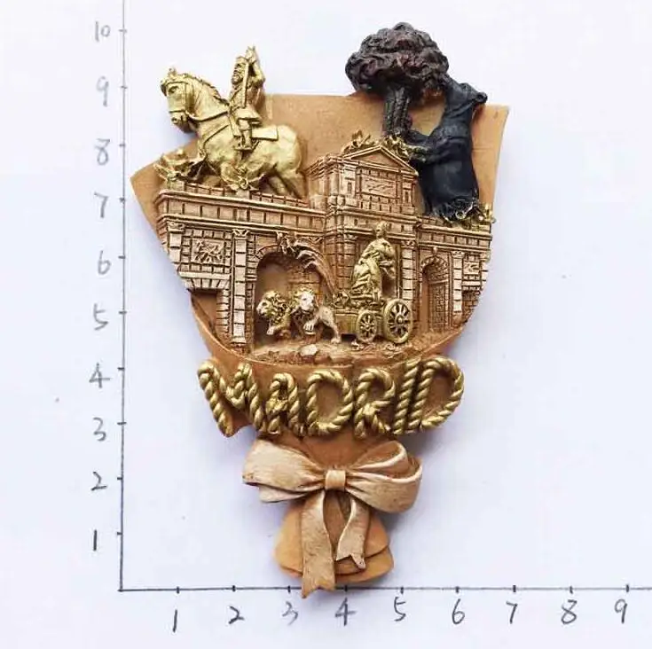 Cute Madrid Spain 3D Fridge Magnet Tourist Souvenirs Creative Bouquet Shaped Decorative Refrigerator Magnetic Sticker