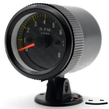 " 52 мм Автомобильный Тахометр аналоговый датчик из углеродного волокна для лица 0-8000 об./мин белый фоновый светильник с черным ободком