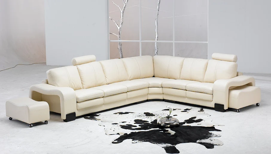 0413-S864-3 black leather sofa