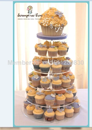 

event party supplies/Fashion creative ou 6 tier acrylic candy cake wearing dried fruit snacks acrylic cupcake stand decoration