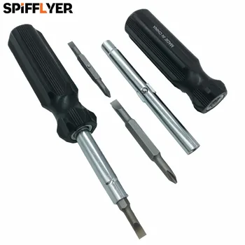 

SPIFFLYER 1PC 6 in 1 Quick Change Screwdriver Slotted 3/16" ,9/32" Phillips #1,#2 Nut Driver 1/4",5/16" Mutifunction Screwdriver